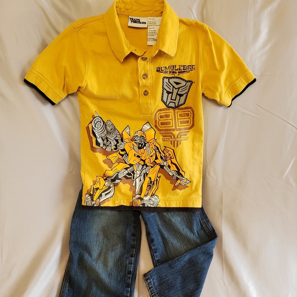 NWOT Kids Transformers Bumblebee polo shirt